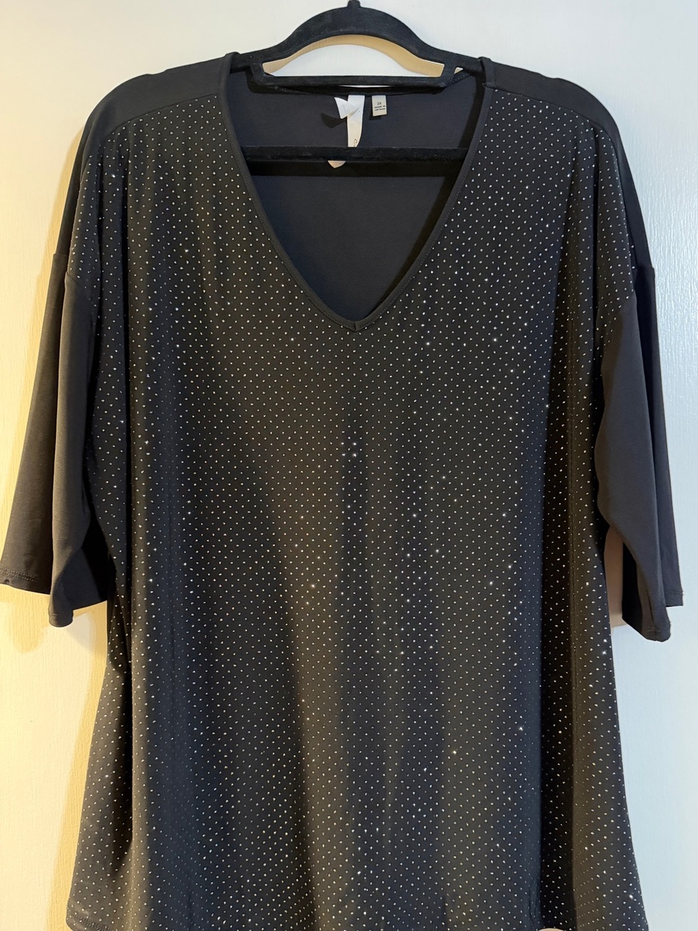 Black Sparkle front Vneck top